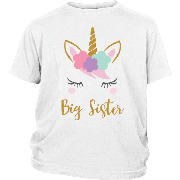 Girls Unicorn Big Sister T Shirt Unicorn Baby Shower Gift Toddler Kids Youth Big Sister Outfit