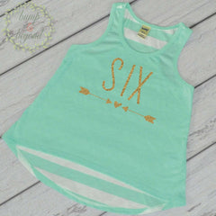Six Year Old Birthday Girl Shirt 6 Year Old Birthday Shirt Girl Sixth Birthday Shirt Girl 6th Birthday Outfit Girl Green Tank Top 133 - Bump and Beyond Designs