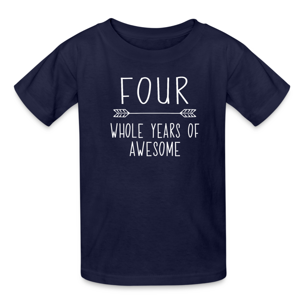 Boy 4th Birthday Shirt, 4 Whole Years of Awesome, Kids' T-Shirt Fruit of the Loom - navy