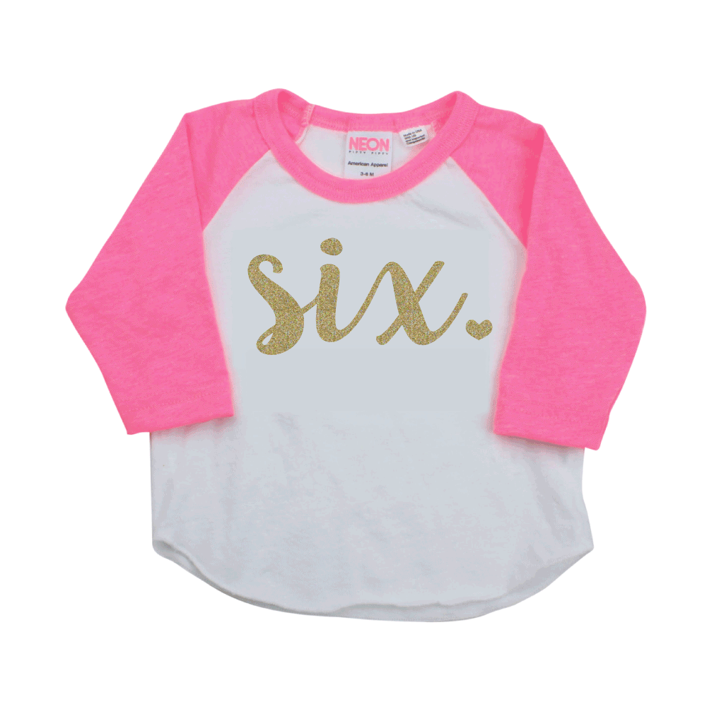 Sixth Birthday Shirt, I am Six, Gold Lettering - Bump and Beyond Designs