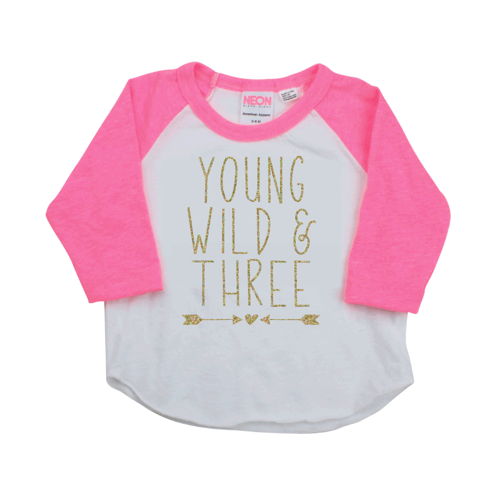 3rd Birthday Shirt, Young Wild & Three - Bump and Beyond Designs