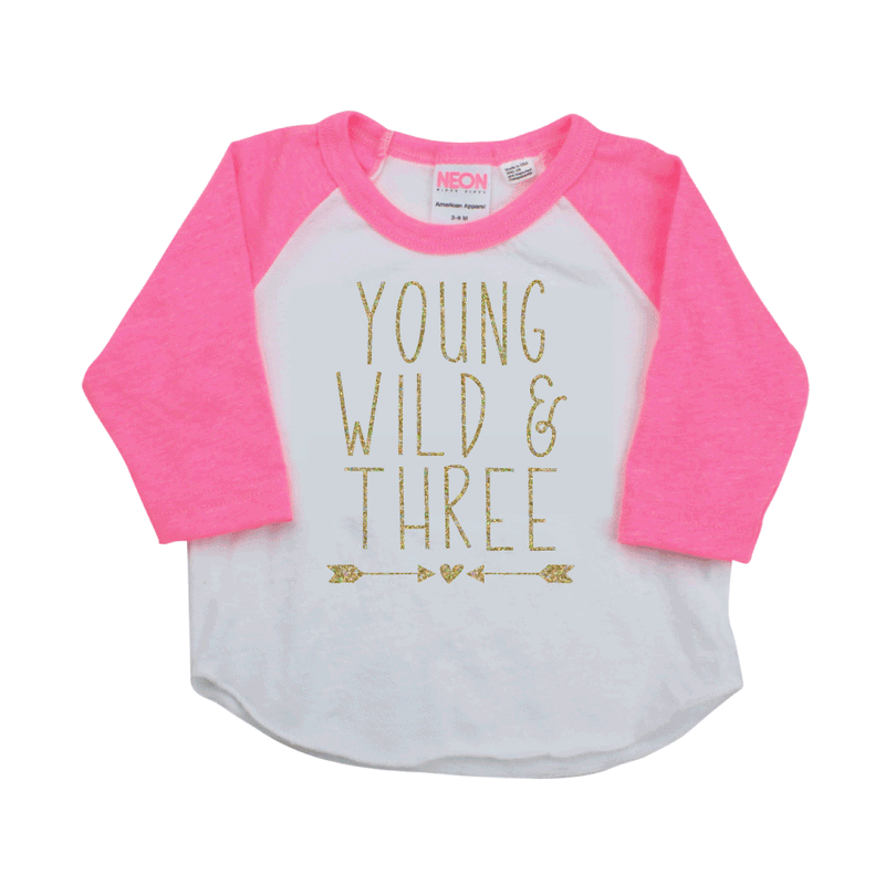 3rd Birthday Shirt Young Wild Three Bump and Beyond Designs