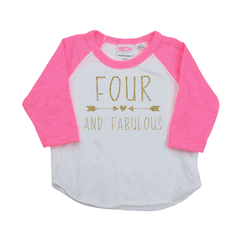 4th Birthday Outfit Girl Four Years Old Birthday Outfit Four and Fabulous 4th Birthday Shirt Gold Glitter Four Shirt 182 - Bump and Beyond Designs