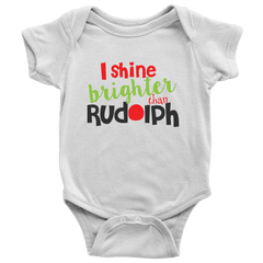 I Shine Brighter than Rudolph, First Christmas Onesie - Bump and Beyond Designs