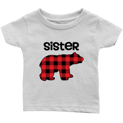 Sister Bear Shirt, Buffalo Plaid Big Sister Shirt - Bump and Beyond Designs