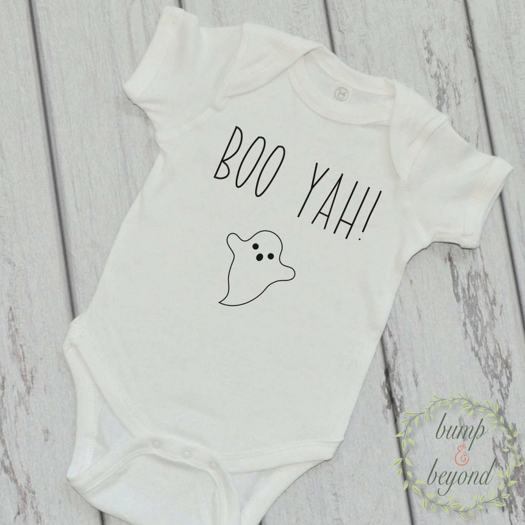 Baby Halloween Outfit First Halloween Outfit Funny My First Halloween Shirt Ghost Shirt Boo-Yah! Funny Baby Halloween Shirt 004 - Bump and Beyond Designs
