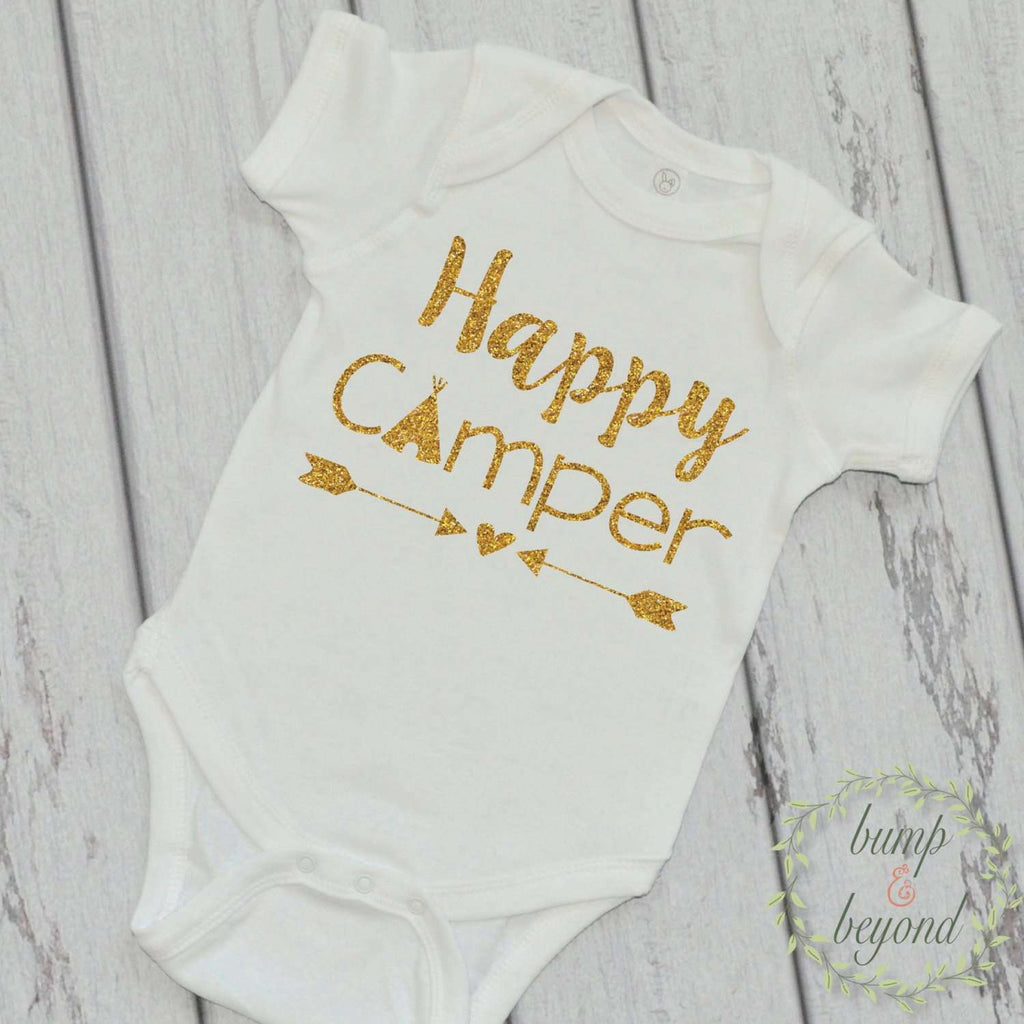 Happy Camper Shirt Camping Shirt Little Glamper Funny Baby Clothes Happy Camper T-Shirt Summer Baby Girl Shirt 221 - Bump and Beyond Designs