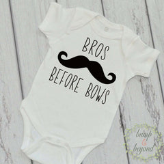 Bros Before Bows Funny Baby Boy Clothes Trendy Kids Clothes Hipster Baby Clothes Funny Boy Shirt 233 - Bump and Beyond Designs