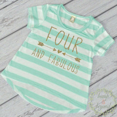 Kids Birthday Shirt Girl Fourth Birthday Shirt 4th Birthday Shirt Four and Fabulous Trendy Kids Clothes Toddler Style 182 - Bump and Beyond Designs