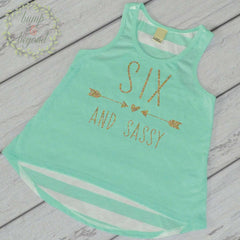 Six and Sassy Trendy Girl Clothes 6th Birthday Shirt Girl Six Year Old Birthday Shirt 6 Birthday Tank Top 214 - Bump and Beyond Designs