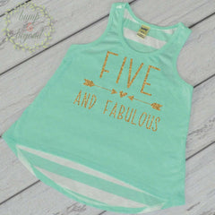 Five and Fabulous Birthday Girl Tank Top, Turquoise - Bump and Beyond Designs