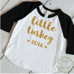 My First Thanksgiving Outfit, Baby Thanksgiving Outfit, Baby Girl Thanksgiving Outfit, Thanksgiving Baby Girl Little Turkey Shirt 019 - Bump and Beyond Designs