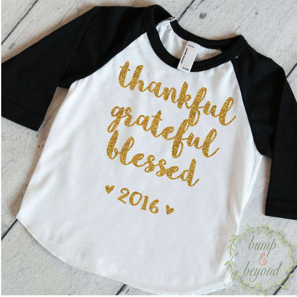 Thanksgiving Baby Girl, Thanksgiving Outfit, First Thanksgiving Outfit Girl, Thankful Grateful Blessed, Thanksgiving Shirt 021 - Bump and Beyond Designs