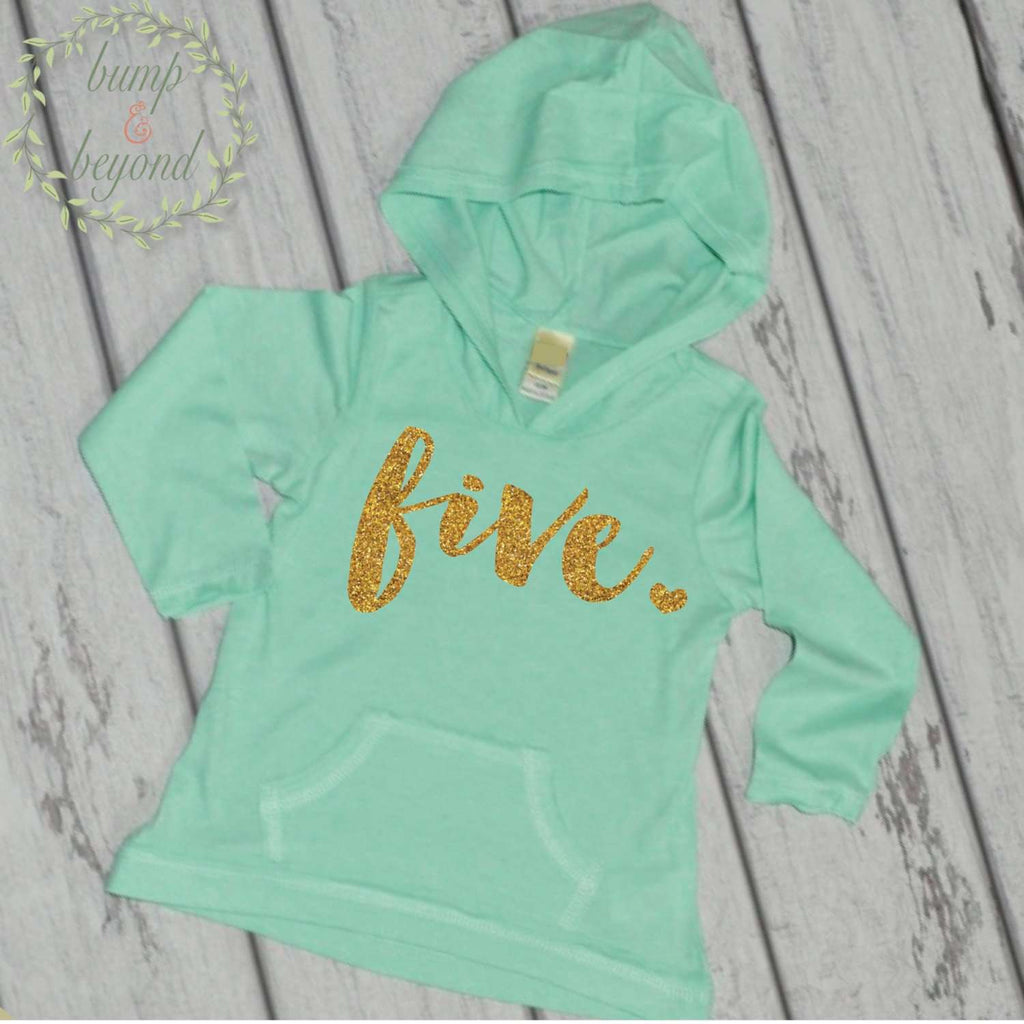 Fifth Birthday Girl Hoodie, Gold Lettering - Bump and Beyond Designs
