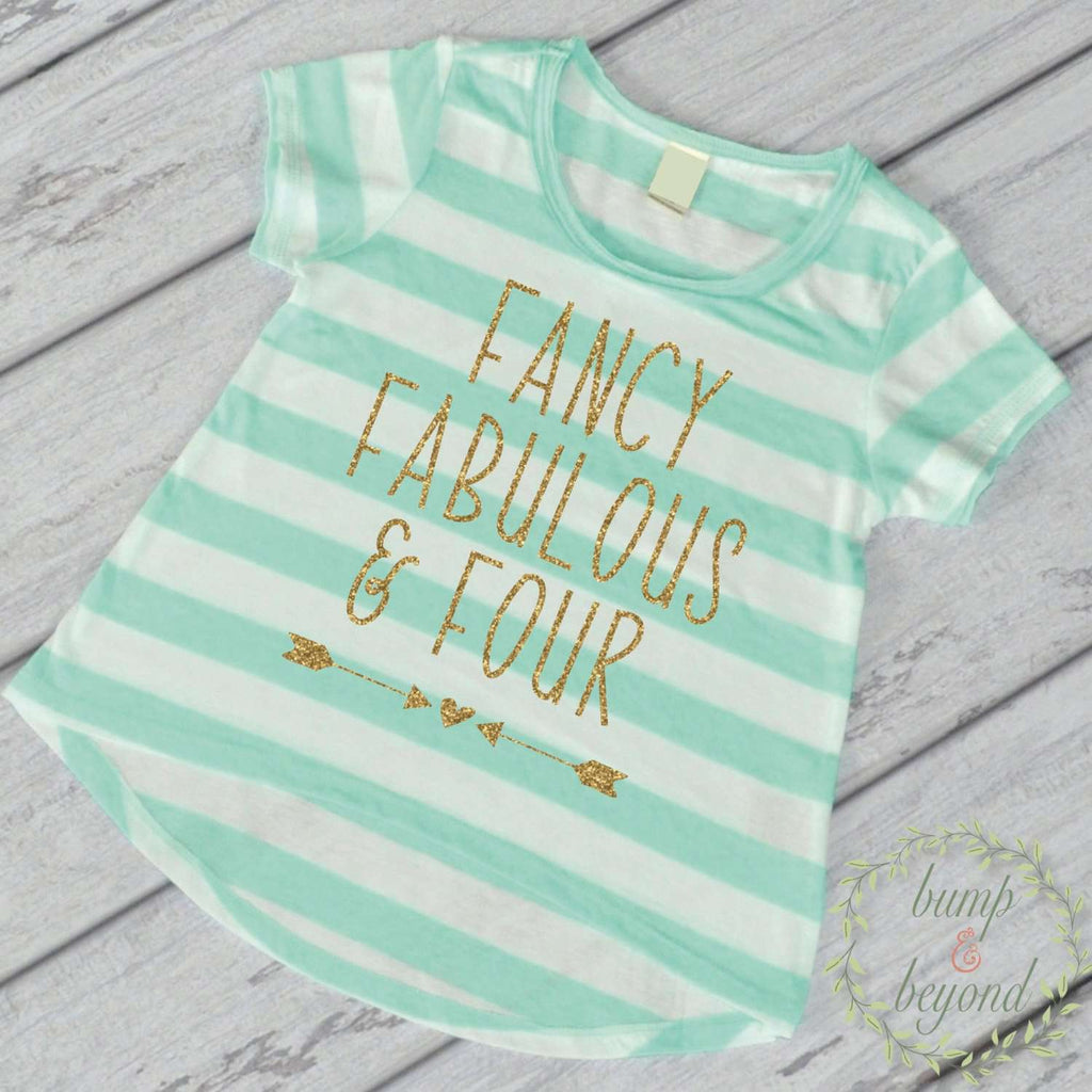 Fancy Fabulous and Four 4th Birthday Outfit Girl 4th Birthday Shirt Four and Fabulous Shirt Fourth Birthday Shirt Four Year Old Shirt 246 - Bump and Beyond Designs