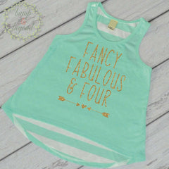 4th Birthday Shirt Fancy Fabulous and Four 4th Birthday Outfit Girl Fourth Birthday Shirt Girl 4th Birthday Tank 246 - Bump and Beyond Designs