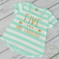 Fifth Birthday Outfit Girl Five Year Old Girl Birthday Shirt 5th Birthday Girl Outfit Green T-Shirt 193 - Bump and Beyond Designs