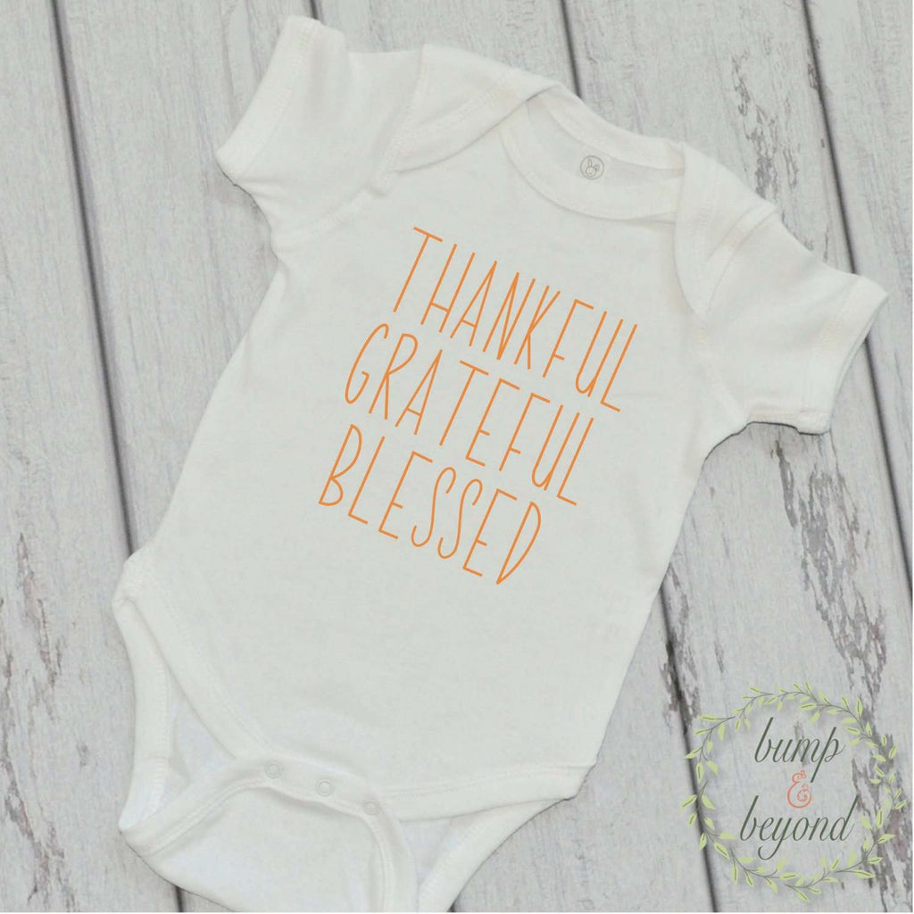 Baby Thanksgiving Outfit Thankful Grateful Blessed Baby Boy Baby Girl Thanksgiving Outfit Baby's First Thanksgiving My First Thanksgiving 05 - Bump and Beyond Designs