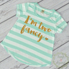 Second Birthday Outfit Girl, I'm Two Fancy Gold 2nd Birthday Shirt Two Year Old Birthday Girl Outfit 137 - Bump and Beyond Designs