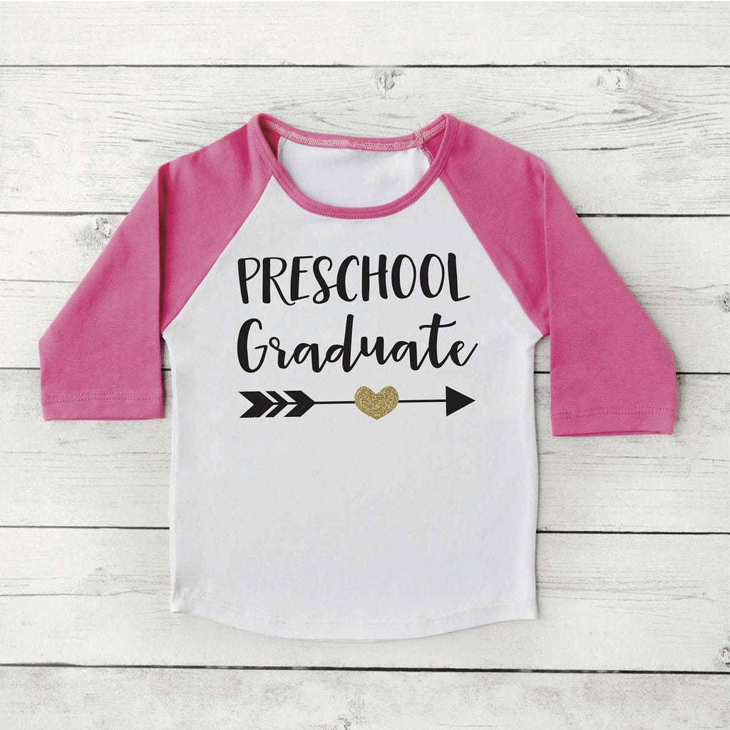 Preschool Graduate Shirt Girl Preschool Graduation Shirt Last Day of School Photo Prop Pink and Gold Graduation Gift 294 - Bump and Beyond Designs