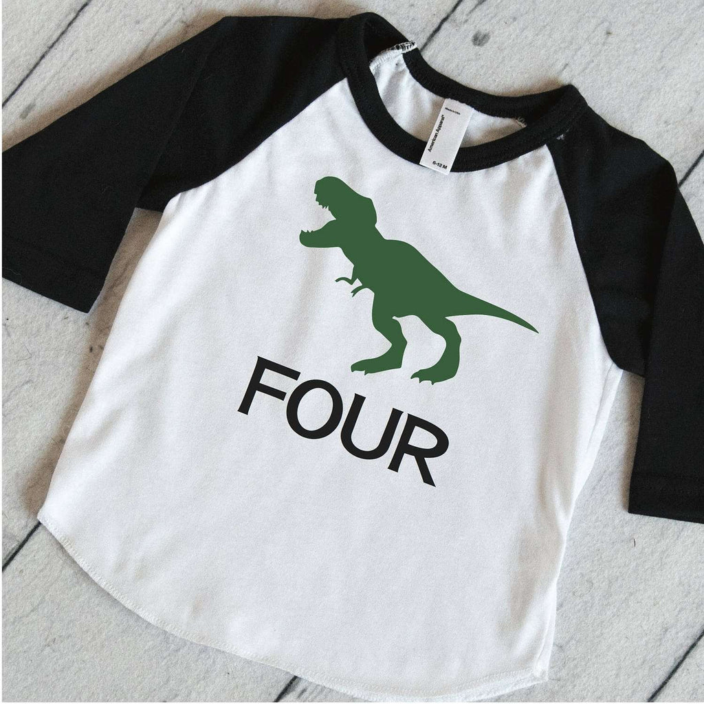 Fourth Birthday Shirt with Dinosaur - Bump and Beyond Designs