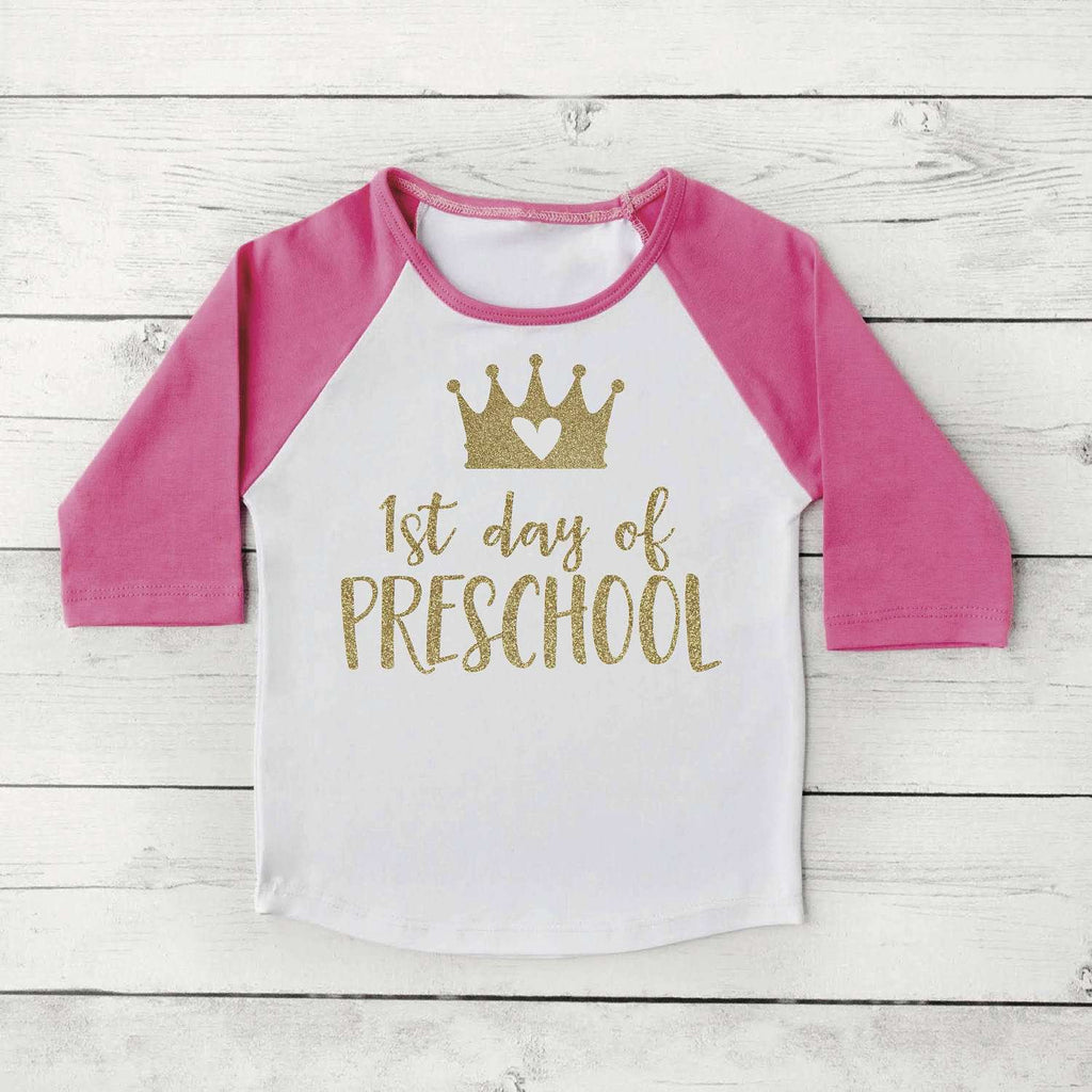 1st Day of Preschool Shirt, Gold Lettering - Bump and Beyond Designs