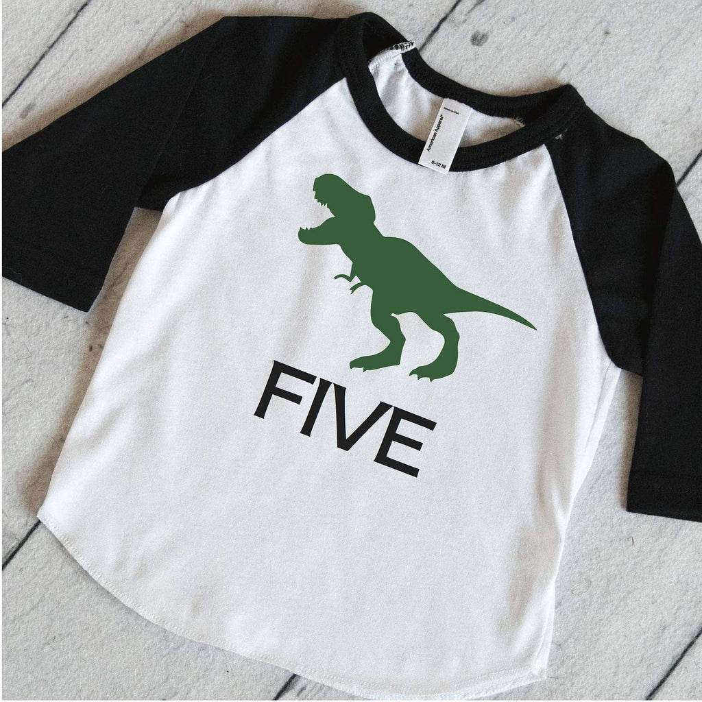 Five T-Rex Birthday Shirt Dinosaur 5th Birthday Shirt, Dinosaur Birthday Shirt, 5 Year Old Dinosaur Shirt,  317 - Bump and Beyond Designs