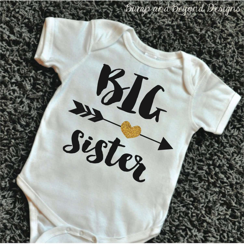 Big Sister Shirt Sibling Sister Shirt Glitter Big Sister Shirt Little Sister Shirt Gold Sisters Shirt Baby Announcement 050 - Bump and Beyond Designs