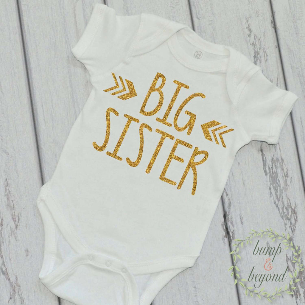 Big Sister Shirt Little Sister Shirt Sibling Shirts Glitter Sister Shirts Pregnancy Announcement Shirt Baby Announcement Photo Prop Shirt 15 - Bump and Beyond Designs