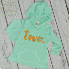 2nd Birthday Girl Hoodie, Two, Turquoise - Bump and Beyond Designs