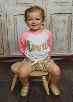 2nd Birthday Girl Shirt, Two, Pink & Gold Lettering - Bump and Beyond Designs