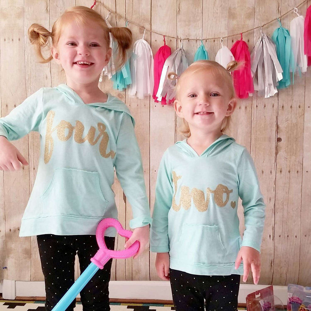 2nd Birthday Girl Hoodie, Two, Turquoise - Bump and Beyond Designs
