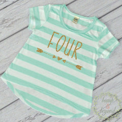 Girl Fourth Birthday Shirt 4 Year Old Birthday Shirt Girl Four Year Old Birthday Girl Outfit Toddler T-Shirt 4th Birthday Shirt Green 133 - Bump and Beyond Designs