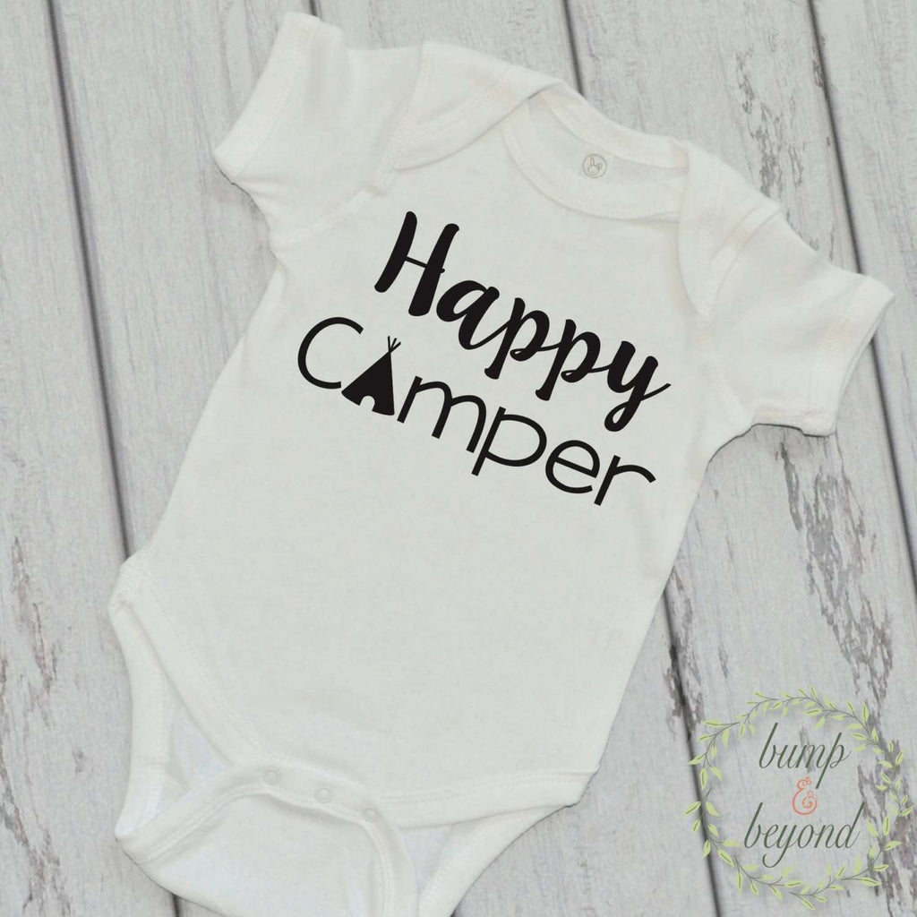 Camping Shirt Happy Camper Funny Baby Clothes Happy Camper T-Shirt Baby Summer Adventure Road Trip Shirt 220 - Bump and Beyond Designs