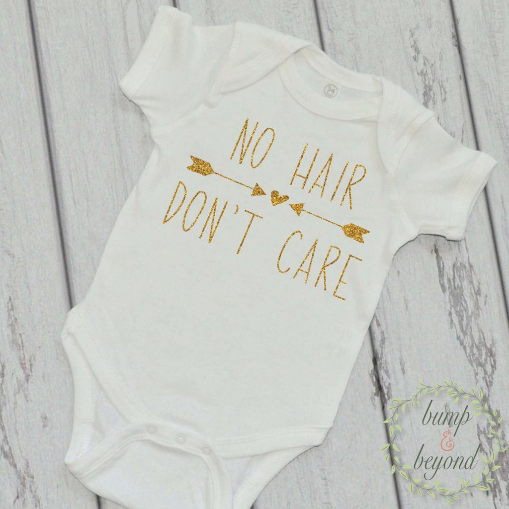 No Hair Don't Care Funny Baby Girl Shirts Baby Girl Clothes Baby Shower Gift Funny Baby Girl Clothes 232 - Bump and Beyond Designs