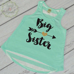 Big Sister Outfit Big Sister Shirt Pregnancy Reveal Big Sister Tank Top Photo Prop Big Sister Gift 037 - Bump and Beyond Designs