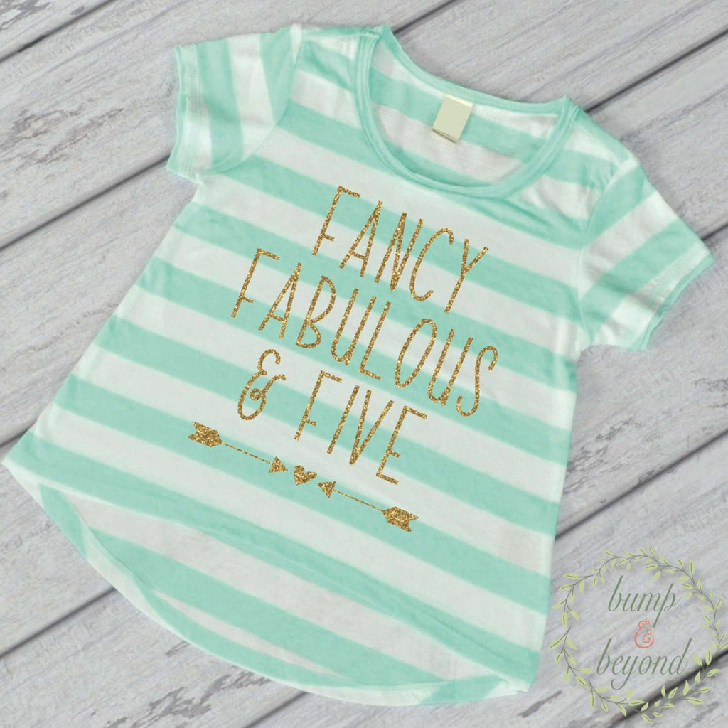 Fancy Fabulous and Five 5th Birthday Outfit Girl 5th Birthday Shirt Five and Fabulous Shirt Fifth Birthday Shirt Five Year Old Shirt 247 - Bump and Beyond Designs