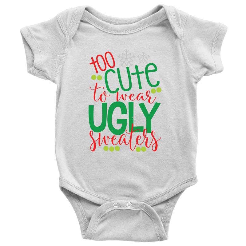 Too Cute to Wear Ugly Sweaters First Christmas Onesie for Boys