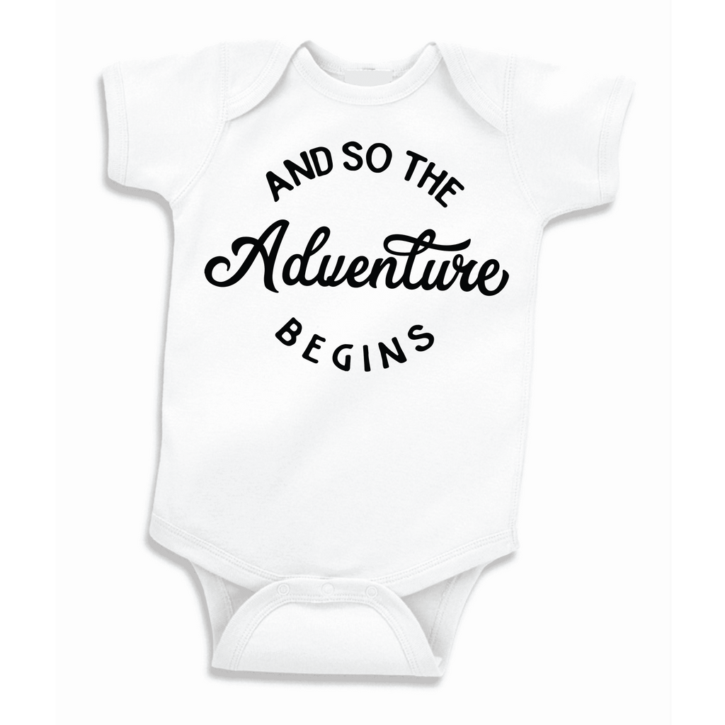And so the Adventure Begins Pregnancy Announcement Bodysuit, Baby Shower Gift