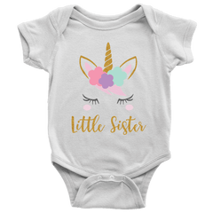 Unicorn Little Sister Shirt for Baby Girls - Bump and Beyond Designs