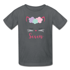 Kitty 7th Birthday Girl Shirt - charcoal
