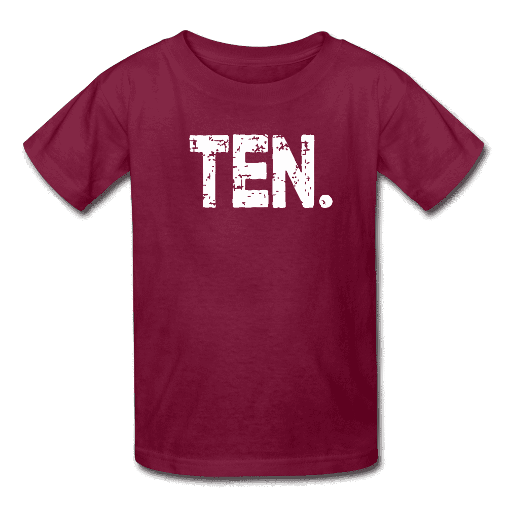 Boy 10th Birthday Shirt, Birthday Boy T-Shirt, Ten Year Old Birthday Gift - burgundy