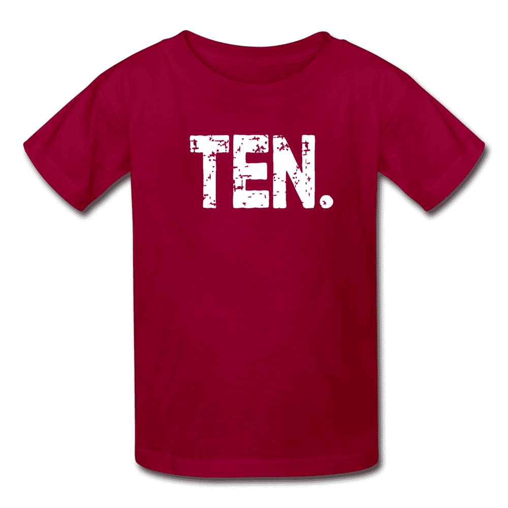 Boy 10th Birthday Shirt, Birthday Boy T-Shirt, Ten Year Old Birthday Gift - dark red