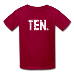 Boy 10th Birthday Shirt, Birthday Boy T-Shirt, Ten Year Old Birthday Gift - dark red