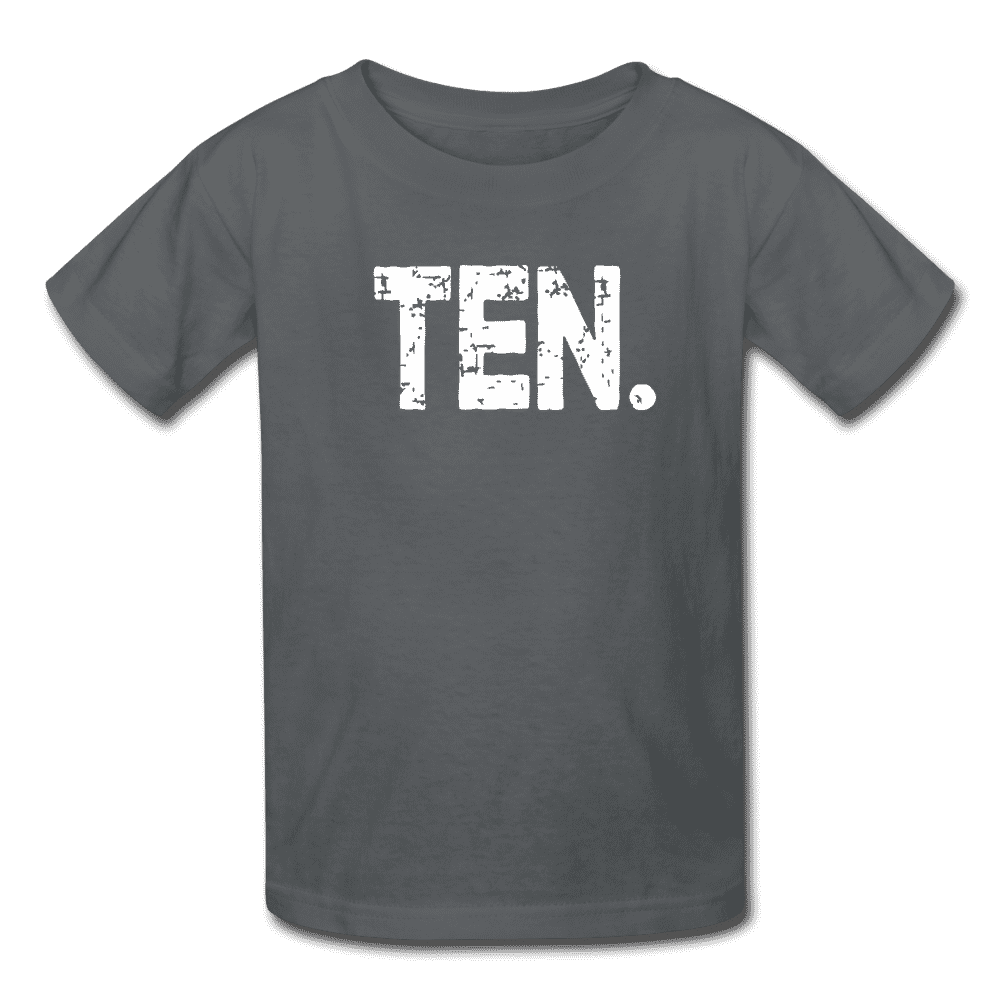Boy 10th Birthday Shirt, Birthday Boy T-Shirt, Ten Year Old Birthday Gift - charcoal