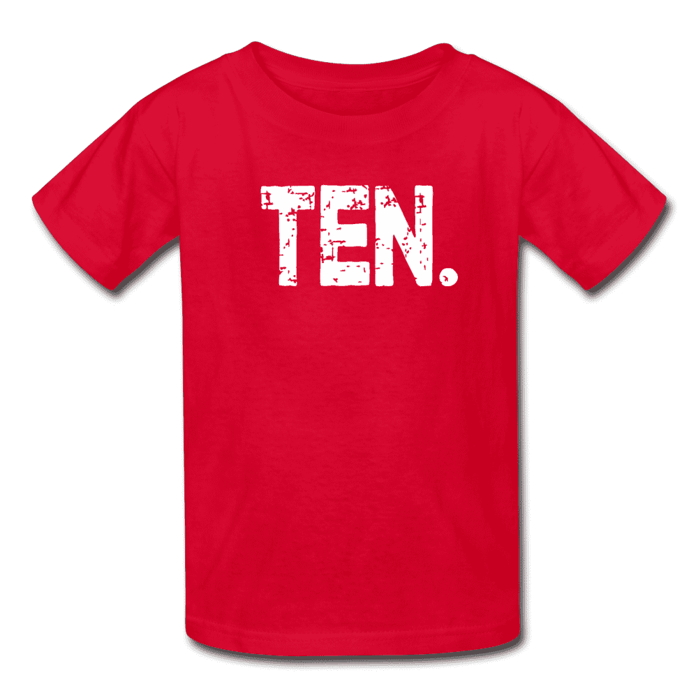 Boy 10th Birthday Shirt, Birthday Boy T-Shirt, Ten Year Old Birthday Gift - red