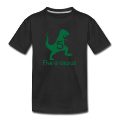 Fifth Birthday Boy Shirt, Dinosaur 5th Birthday T-Shirt, Five-A-Saurus - black