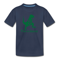Fifth Birthday Boy Shirt, Dinosaur 5th Birthday T-Shirt, Five-A-Saurus - navy