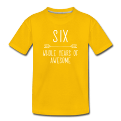 Sixth Birthday Outfit Boy Six Year Old Boy Birthday Shirt, Kids' Premium T-Shirt - sun yellow