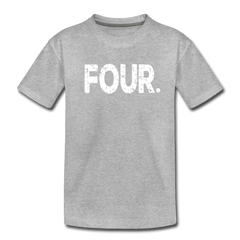 Boy 4th Birthday Shirt, Birthday Boy T-Shirt, Four Year Old Birthday Gift, Premium Kids Shirt - heather gray